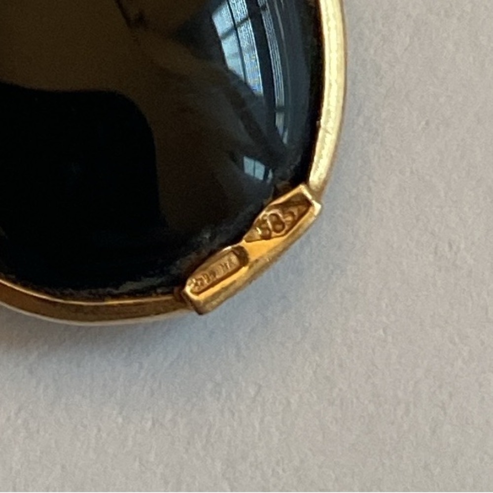 European 14K Gold + Double Onyx heart pendant